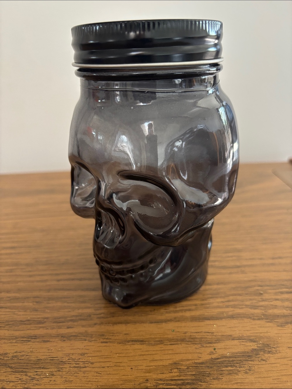 **NEW** Skull Glass Jar with Black Lid - Decorative Home Art